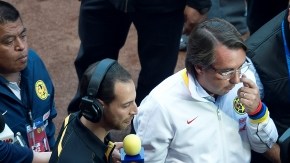 Emilio Azcárraga Jean, presidente de Televisa, llega al Estadio Azteca para ver la final.