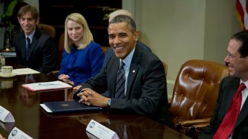 El presidente Barack Obama se reunió el martes con los altos ejecutivos de las empresas tecnológicas en el Salón Roosevelt de la Casa Blanca.