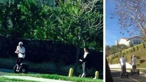 Justin Bieber y Selena Gómez estrenan el año juntos sobre unos segways.