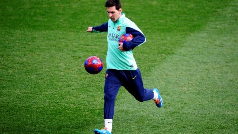 Lionel Messi, el astro del equipo culé, entrenándose en el Mini Stadi Stadium, en Barcelona, tras regresar de Argentina.