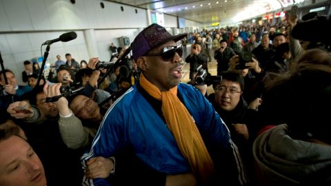 Rodman, a su llegada a Beijing, procedente de Pyongyang.