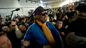 Rodman, a su llegada a Beijing, procedente de Pyongyang.