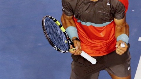 Rafael Nadal celebra su victoria sobre Gael Monfils.
