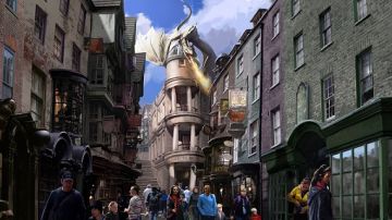 Imagen recreada de lo que pronto será Diagon Alley en el parque de atracciones Universal Studios Florida.