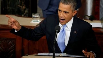 El presidente Barack Obama pronuncia su discurso del Estado de la Unión en el Capitolio en Washington.