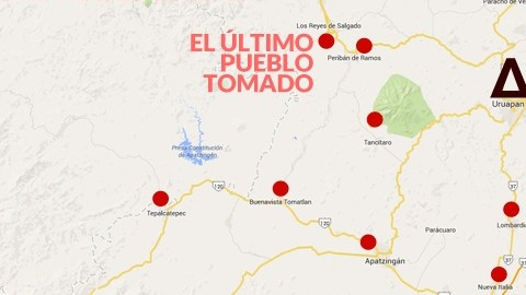 El cerco de las autodefensas en torno a Uruapan, Michoacán, en México.
