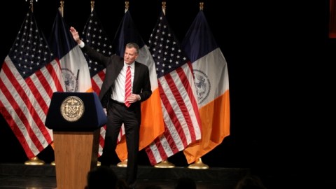 Mayor Bill De Blasio during the State of the City speech at La Guardia Community College in Queens.Photo Credit: Mariela Lombard/EDLP.