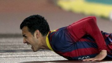 El delantero del Barcelona, Pedro, se lamenta tras fallar una oportunidad clara de gol