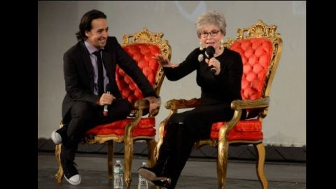 Rita Moreno y Lin-Manuel Miranda durante la presentación de ayer en el United Palace donde se proyectó el filme West Side Story.