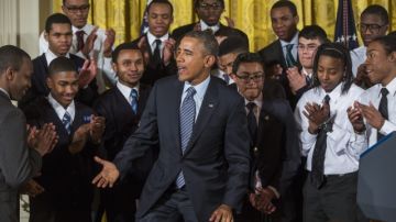 El presidente  Barack Obama durante la presentación  de un programa para mejorar las oportunidades entre los jóvenes hispanos y afroamericanos.