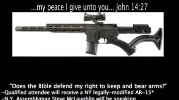 Con la promesa de la paz de Cristo se promueve el sorteo del arma AR-15.