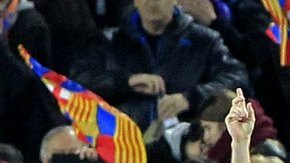 El delantero argentino del FC Barcelona Leo Messi celebra tras marcar ante el Manchester City