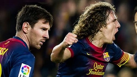 Messi, Puyol y Xaby, pilares del Barcelona, en los años de gloria del equipo 'culé', pero bajo el mando de Pep Guardiola.