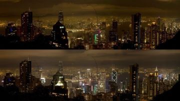 La “Hora del Planeta”, en Hong Kong, China.