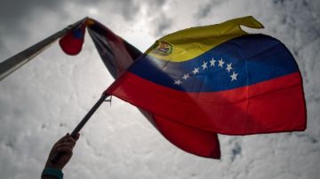 Un manifestante opositor al Gobierno de Nicolás Maduro ondea una bandera.