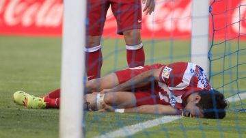 El hispano-brasileño  Diego Costa, del Atlético de Madrid,  se lesionó tras marcar el segundo gol ante el Getafe.