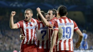 Los jugadores del Atlético de Madrid celebran el pase a la final de la Champions League