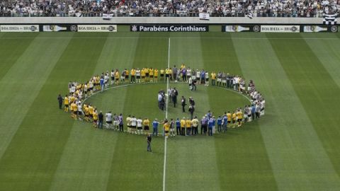 Vista general  del Arena Corinthians, ayer.
