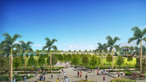 Imagen computarizada del lugar que ocupará el nuevo estadio del equipo de la MLS, un terreno contiguo al pabellón de los Miami Heat.