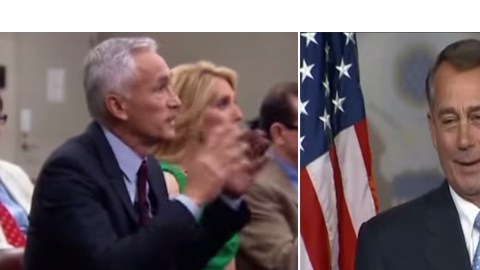 Jorge Ramos Avalos formula su pregunta al presidente de la Cámara de Representantes John Boehner.
