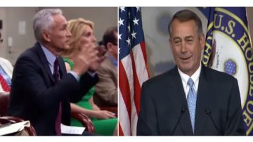 Jorge Ramos Avalos formula su pregunta al presidente de la Cámara de Representantes John Boehner.