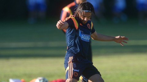Radamel Falcao en la práctica de la selección colombiana.