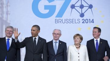 Los líderes del G7 reunidos en la sede del Consejo de la Unión Europea en Bruselas.