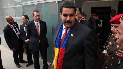 El presidente de Venezuela, Nicolás Maduro, a su salida de la reunion bilateral con el secretario general de Naciones Unidas.