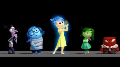 De izq. a der.: Miedo, Tristeza, Alegría, Asco e Ira, los personajes principales de 'Inside Out'.