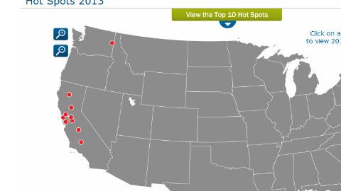Las regiones Bakersfield, Fresno y Modesto en California eran los tres más vulnerables.