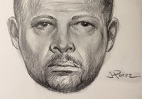 Boceto del sospechoso que fue descrito como un hombre de raza negra y de aproximadamente 40 años.