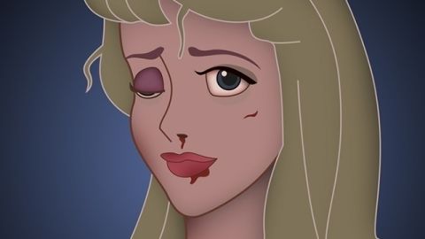 La imagen de las princesas de Disney golpeadas es parte de la campaña Happy Never After.