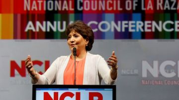 Janet Murguía, presidente del Consejo Nacional La Raza, durante su intervención en la conferencia anual.