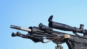 Un policía vigila a los manifestantes que protestan por la muerte a tiros del adolescente Michael Brown el 13 de agosto de 2014 en Ferguson, Missouri.