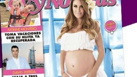 La futura mamá en la misma sesión permitió ver que le hicieron un ‘body painting’ de la figura de un feto en su vientre.