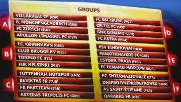 Así quedaron los grupos para la Liga de Europa en  el sorteo efectuado ayer en Mónaco.
