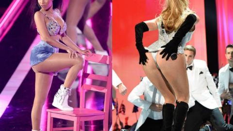 Ambas artistas mostraron mucho el trasero durante sus presentaciones.