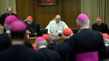 El Papa Francisco preside una de las audiencias del sínodo episcopal  en El Vaticano.
