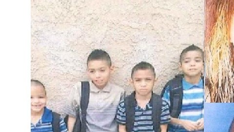 Daniel Perez, 43, Erica Perez, 39, y sus cuatro hijos Jordan, 11, Jaiden, 9, Tristan, 8, y Alex, 6.
