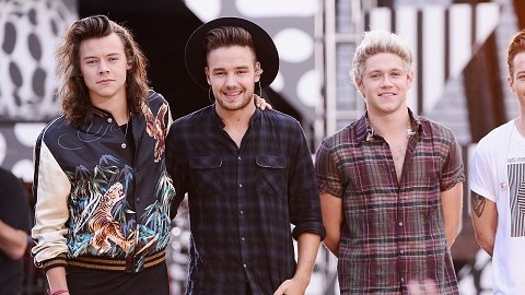 De izq. a der., Harry Styles, Liam Payne, Niall Horan y Louis Tomlinson de One Direction en una presentación en Nueva York.