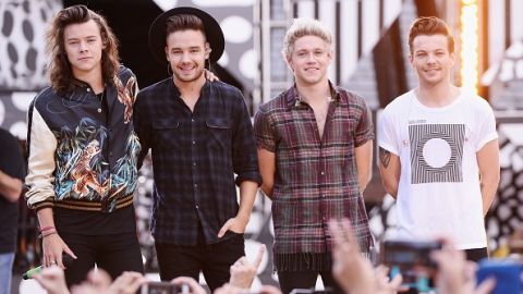 De izq. a der., Harry Styles, Liam Payne, Niall Horan y Louis Tomlinson de One Direction en una presentación en Nueva York.