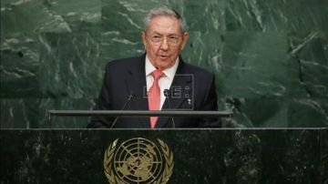 El presidente de Cuba, Raúl Castro, durante su primera intervención en la Naciones Unidas, ante la Cumbre de Desarrollo Sostenible.