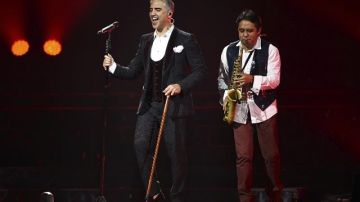 El cantante mexicano Alejandro Fernández en pleno concierto en el centro Mandalay Bay en Las Vegas anoche.