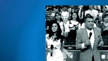 Un joven Jorge Viera con Mario Kreutzberger, "Don Francisco", en el show Sábado Gigante.