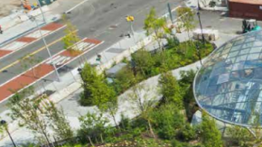 Vista aérea de la estación del tren 7 en West 34th Street y 11th Avenue.