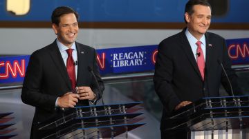 Marco Rubio y Ted Cruz, durante el debate republicano realizado en Simi Valley.