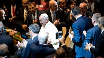 El Papa a su llegada a la 70ª sesión de la Asamblea General de las Naciones Unidas.