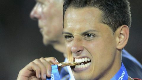 Javier Hernández, al final del encuentro del sábado ante EEUU.