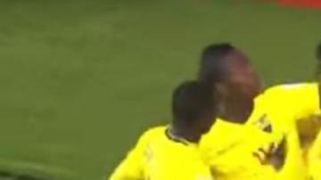 El festejo del primer gol ecuatoriano.