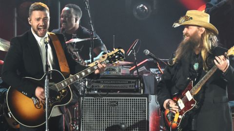 Justin Timberlake se lo pasó genial en el concierto de su amigo Chris Stapleton.